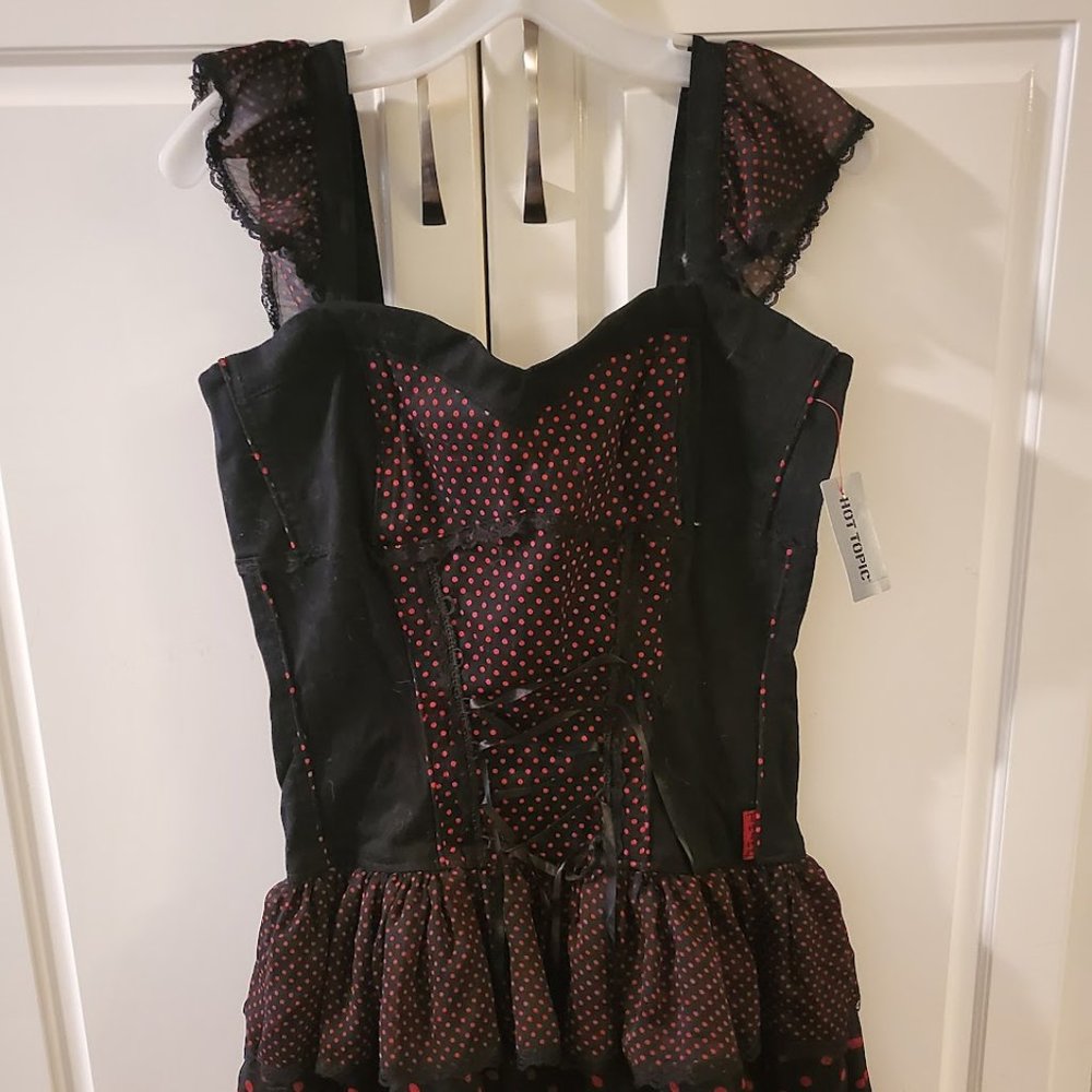Tripp NYC Black and Red Polka Dot Lace Up Dress Size Large